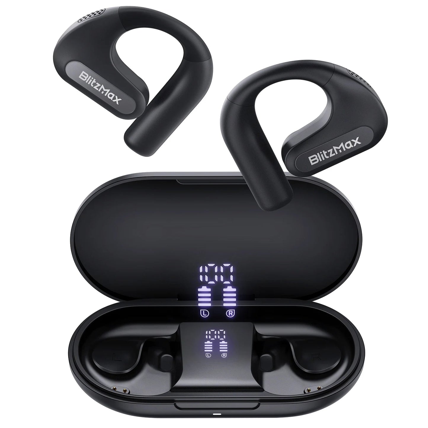 Blitzmax BM - CT2 Open - Back Headphones High - Fidelity Audio Bluetooth - Compatible 5.3 Noise Reduction Earphones for Sports Running - Tech - store