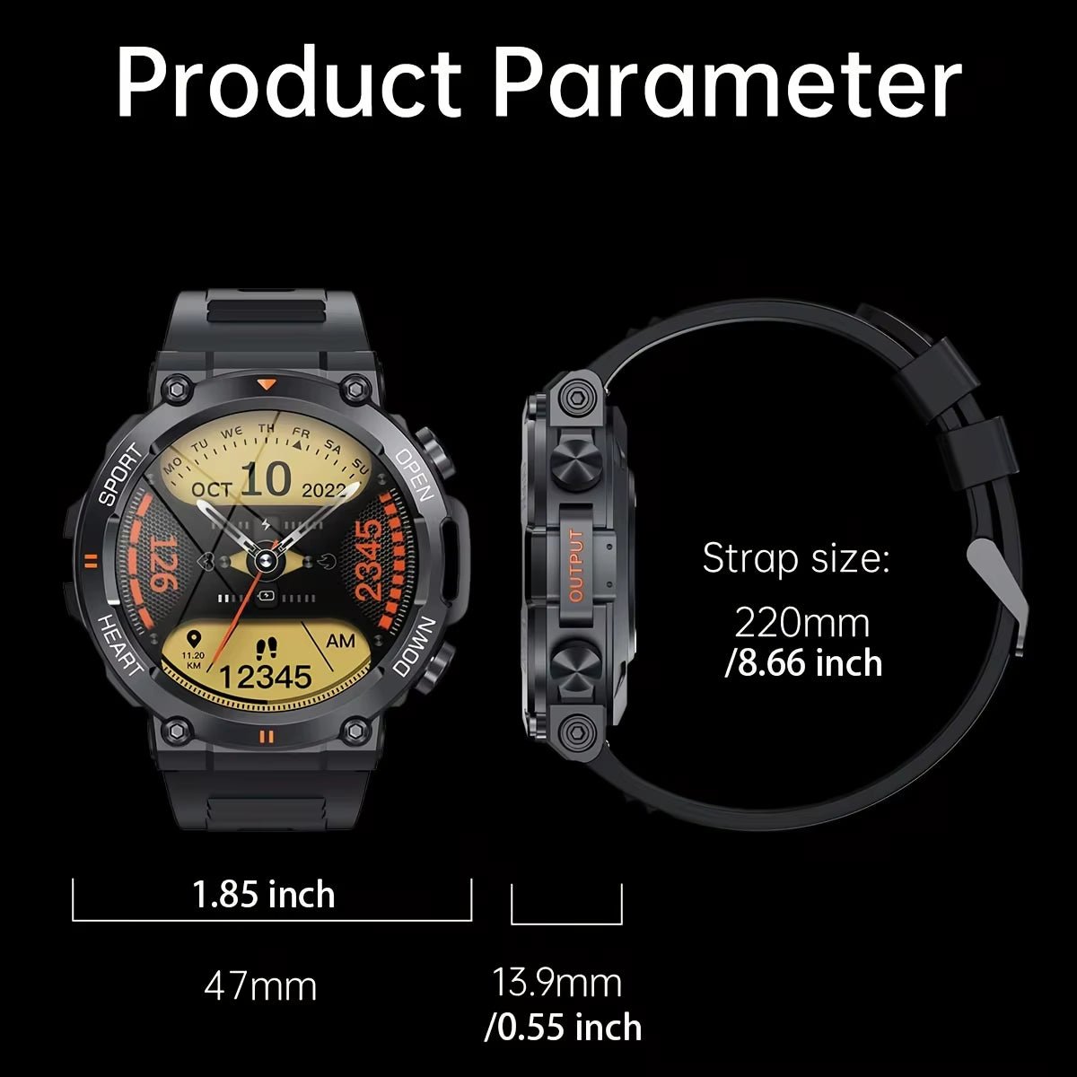 K56Pro Smart Watch for Men Heart Rate Blood Bluetooth Sport 400Mah Long Standby 1.39 Inch 360*360 HD Screen Outdoors Smartwatch - Tech - store