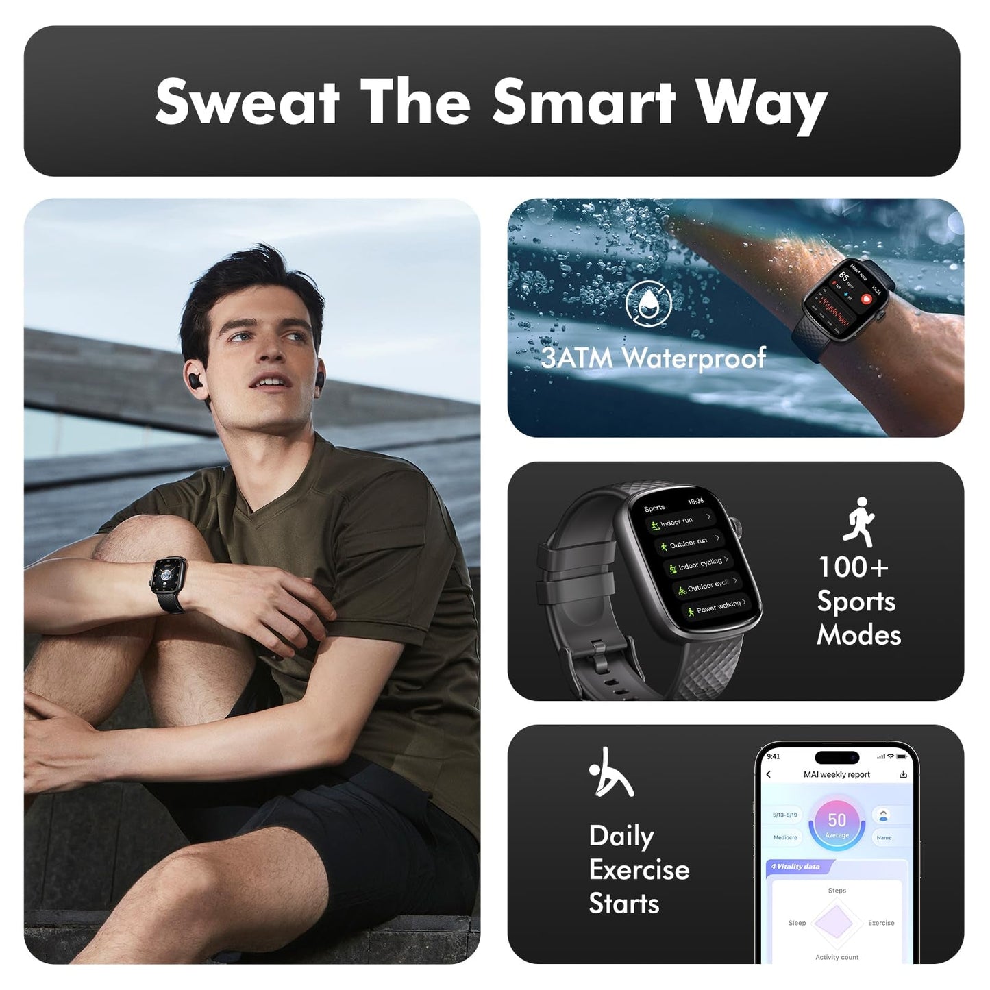 Smart Watch Bluetooth Call &1.95 HD Screen - Heart Rate Spo2 Sleep Monitor, 3ATM Waterproof Fitness Tracker for Ios Android - Tech - store