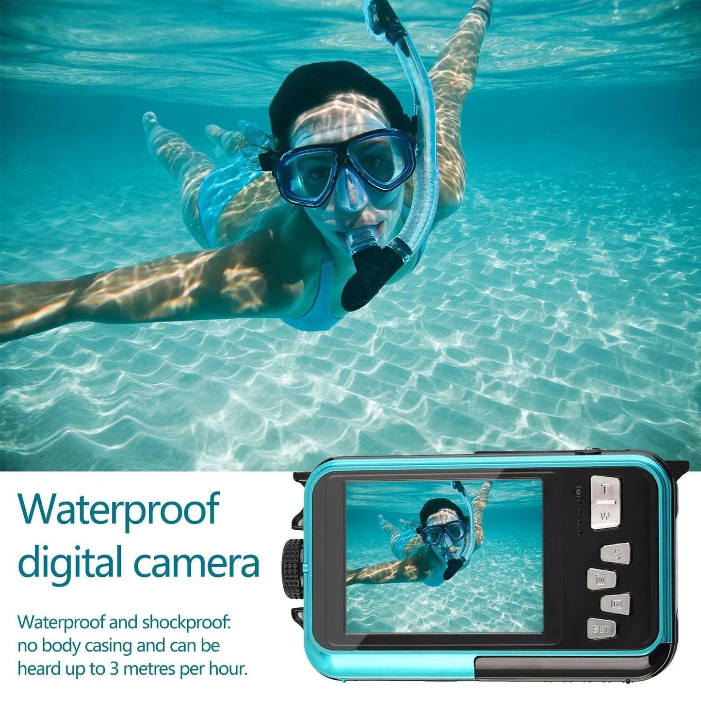 Underwater Camera Dual Screen Full HD 2.7K 48MP Digital Camera anti Shake Cam with Microphone LED Self - Timer 16X Digital Zoom - Tech - store